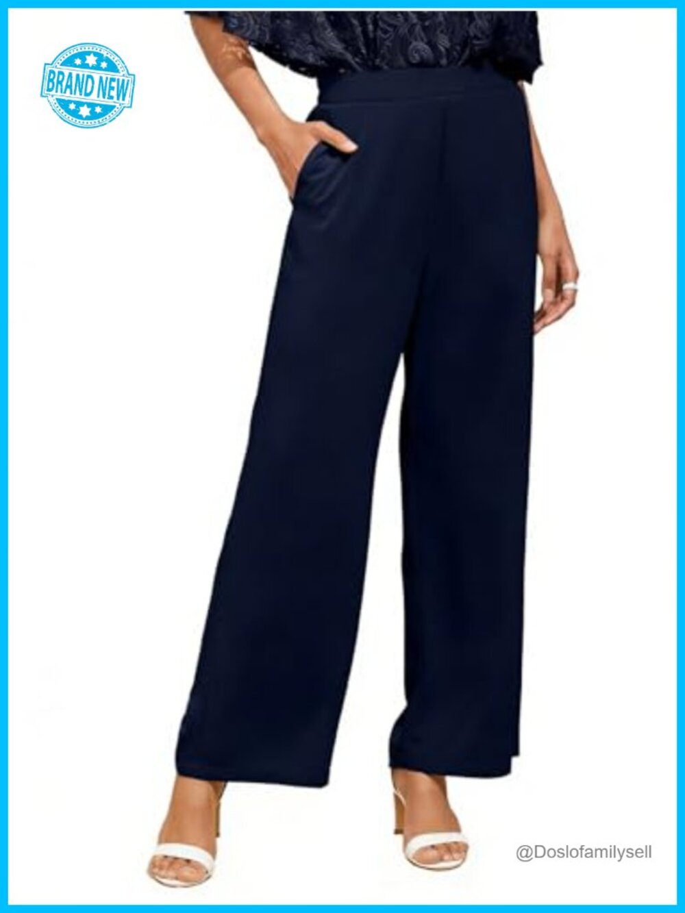 Wide Leg Palazzo Pants Chiffon Dressy Casual Trousers with Pockets